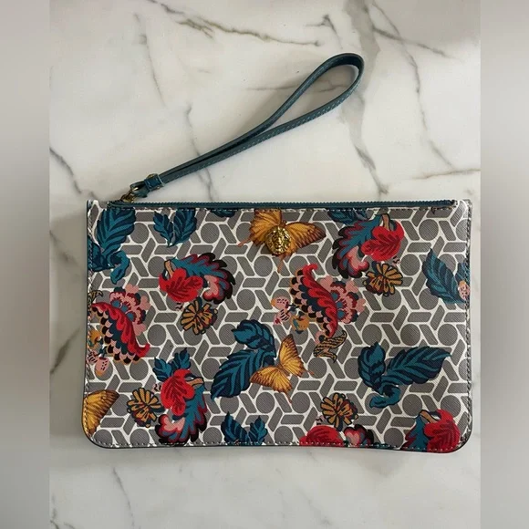Anne Klein Floral Butterfly zip clutch